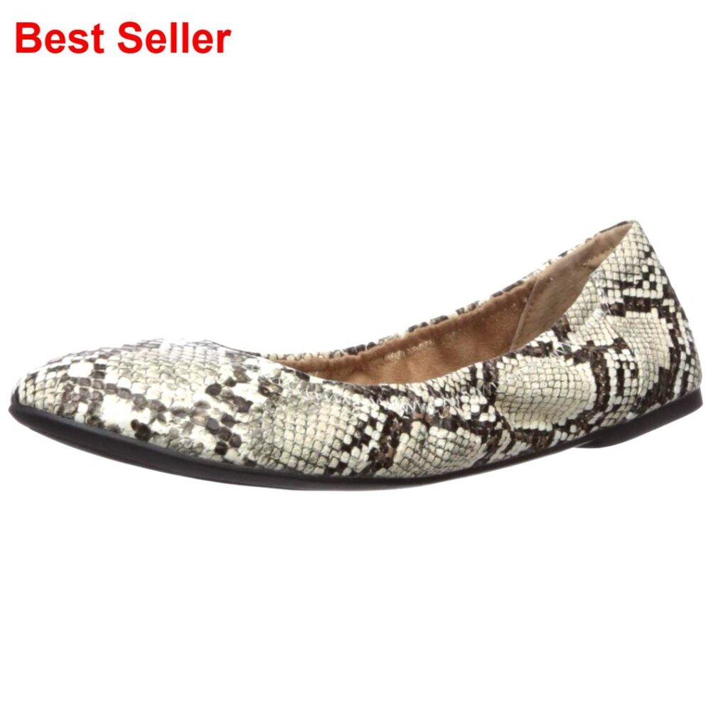 Women's Slip-On Ballet Flats Size 8, Padded Memory Foam Insole, Faux Leather